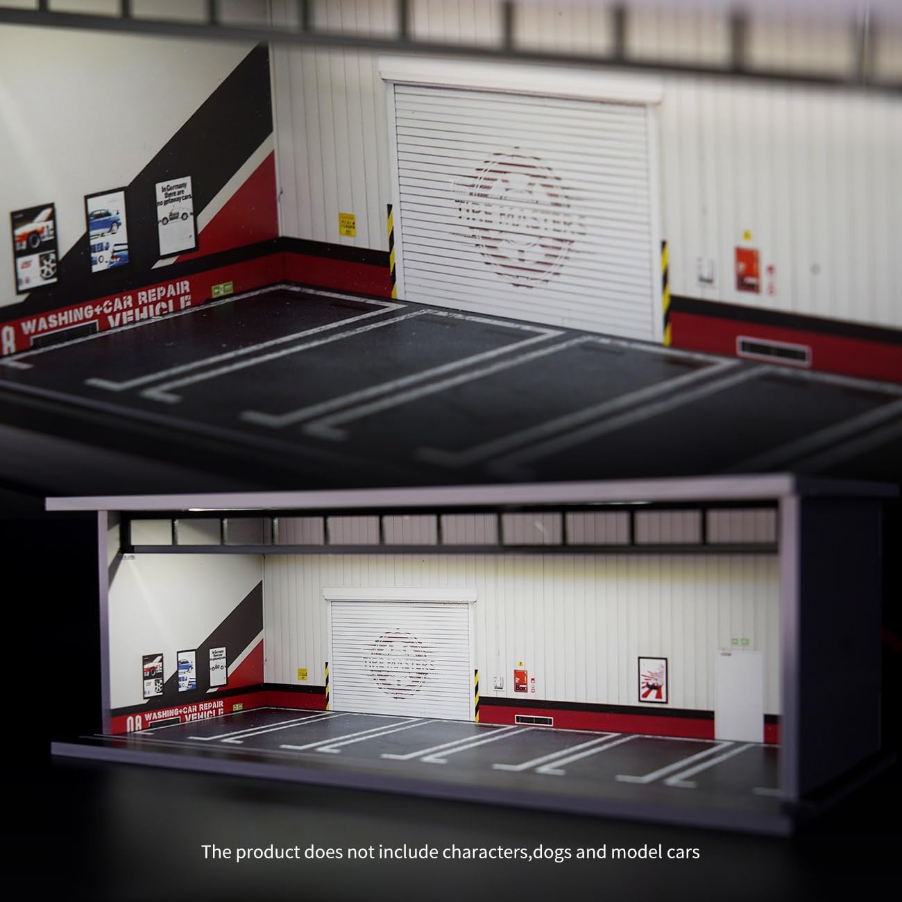 1/64 Diorama Display Case with LED Lights, Model Car Display and Storage, Compatible with Hot-Wheels Match-Box Mini GT Diecast Cars, Stackable Design